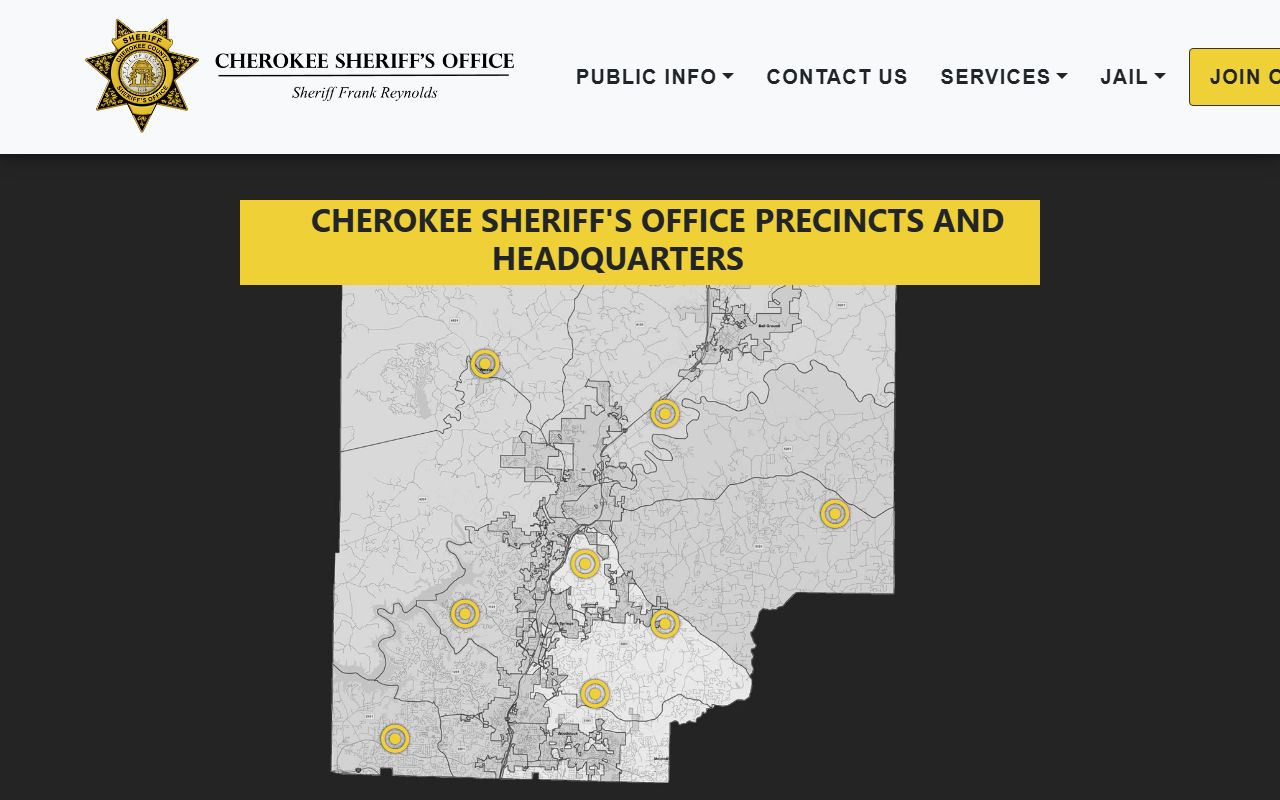 Cherokee County Adult Detention Center contact page and jail address